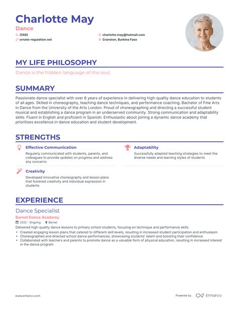 dance resume examples|5 Dance Resume Examples & Guide for 2024 .